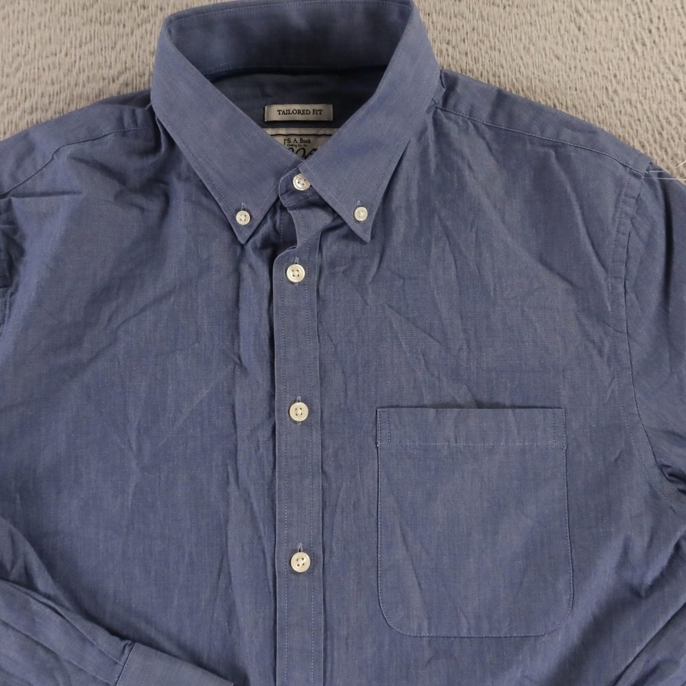 Jos A Bank Shirt Mens M Blue 100% Cotton Button Up Oxford OCBD - Picture 2 of 8